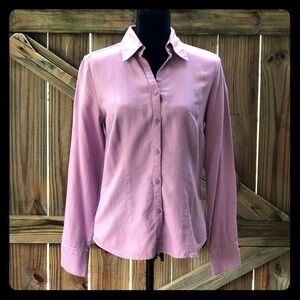 Ann Taylor Loft Purple & White Long Sleeve Button Up Shirt Size 6